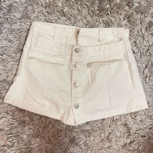 New White Double Layers Denim Mini Skort